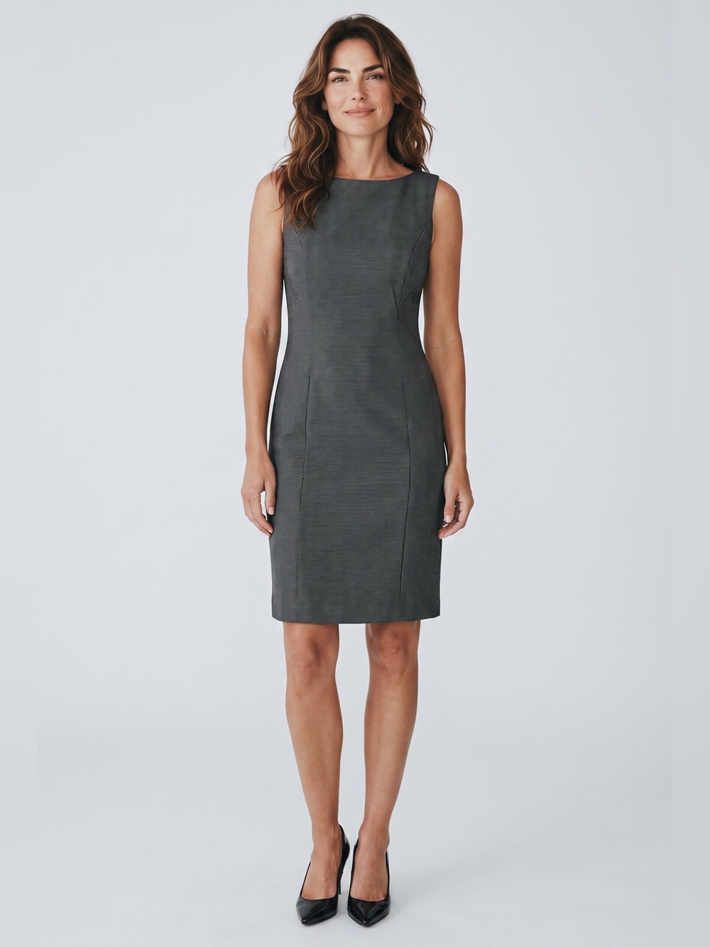 Tahari Arthur S Levine Houndstooth Sheath Dress Size 4 Black White